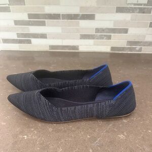 Rothys Classic Black & Grey The Point Pointed Toe Ballet Flats Size 9.5